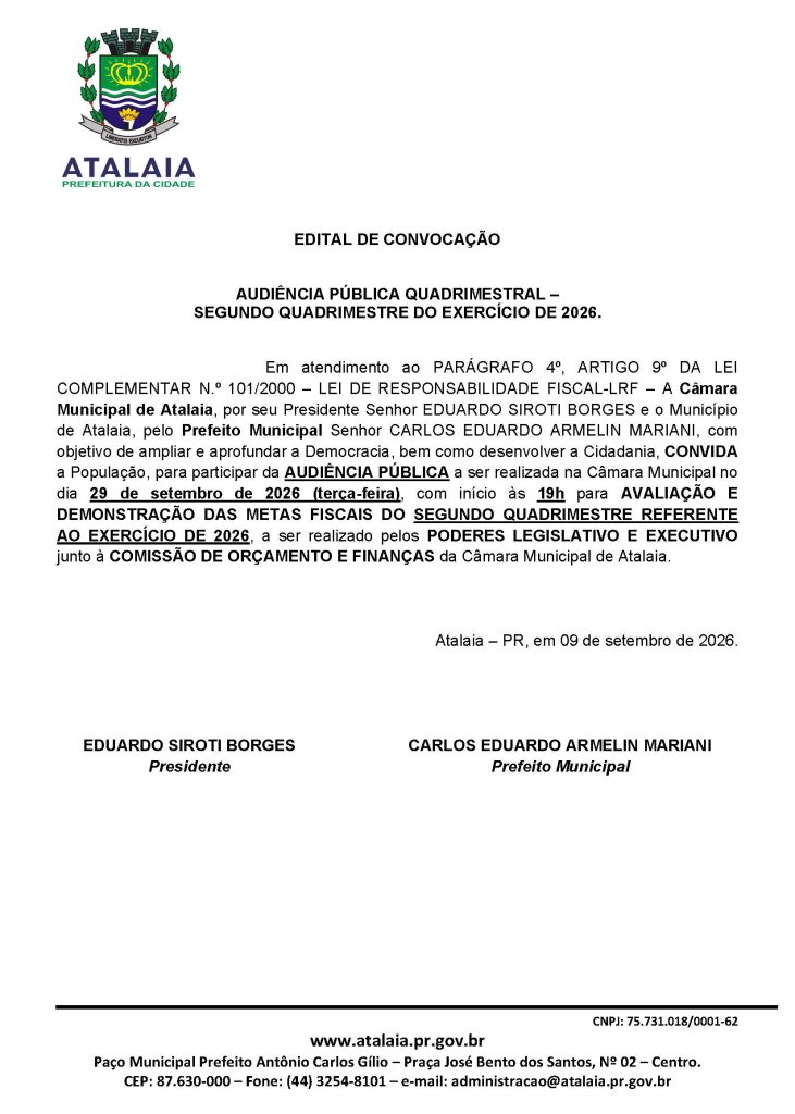 Segundo quadrimestre de 2026